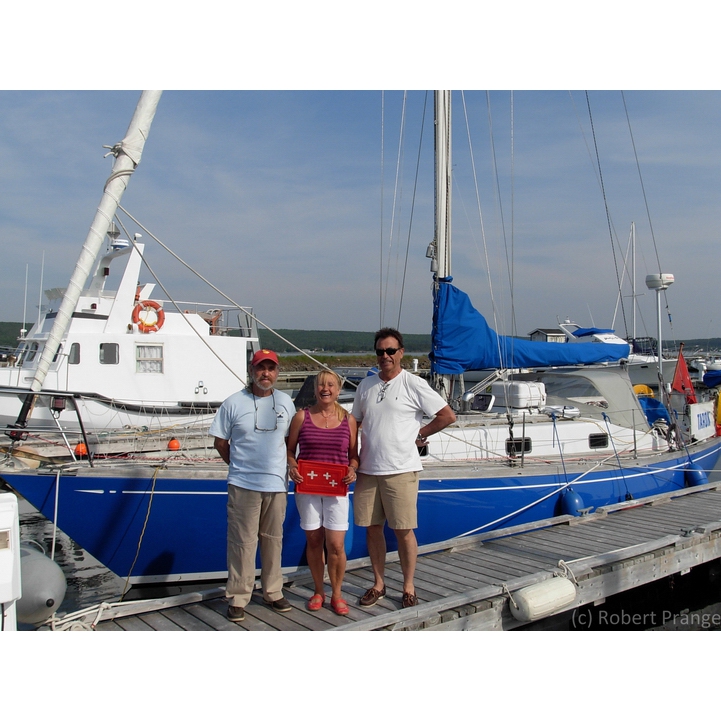 Carolyn, Peter and skipper at Lewisporte Yacht Club